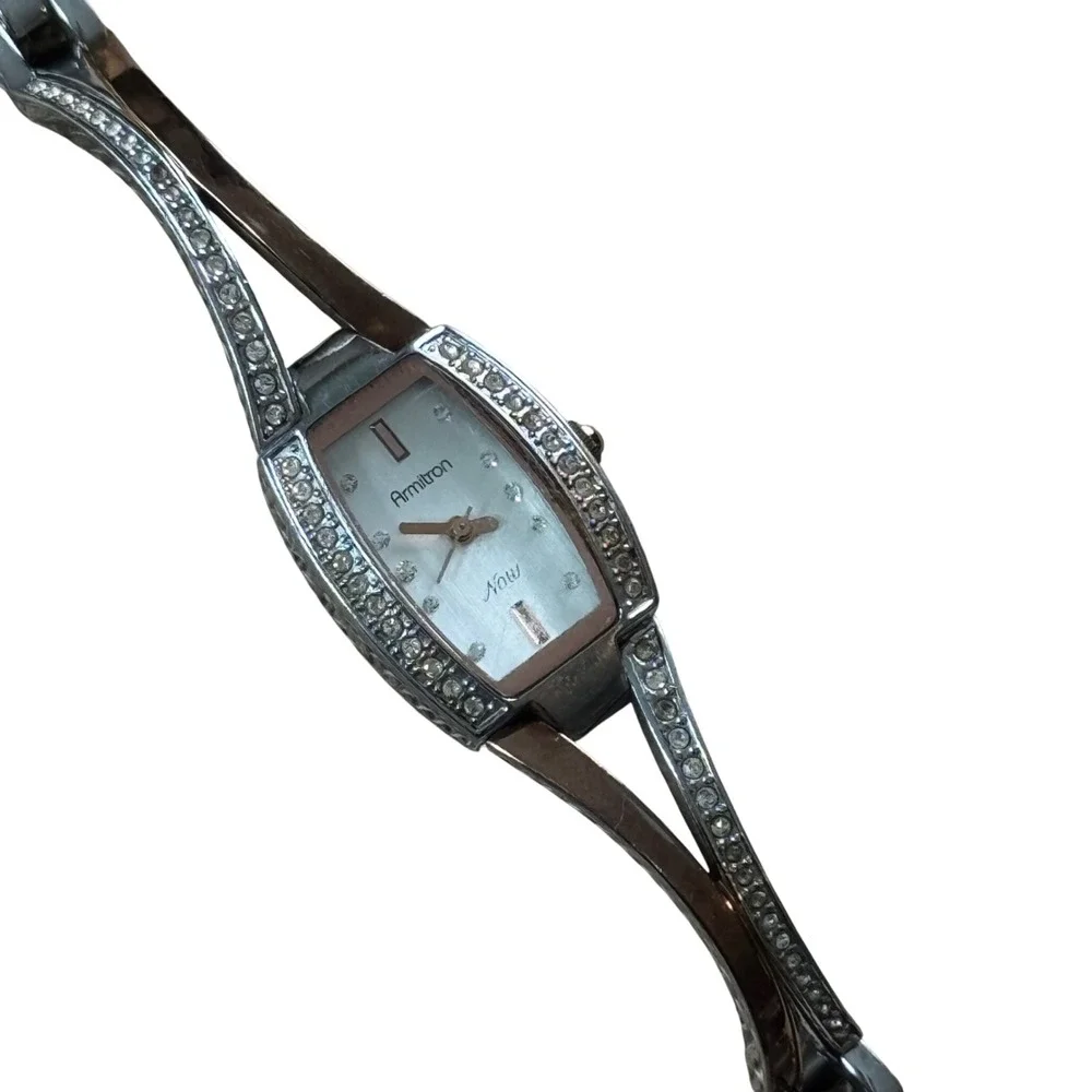 Armitron Now Women's Two Tone Crystal Bezel Dress Watch Silver Rose Goldtone